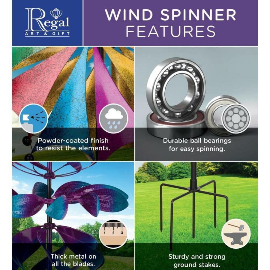 Garden Center * | Regal Art & Gift 26 In. Windmill Spinner Rainbow