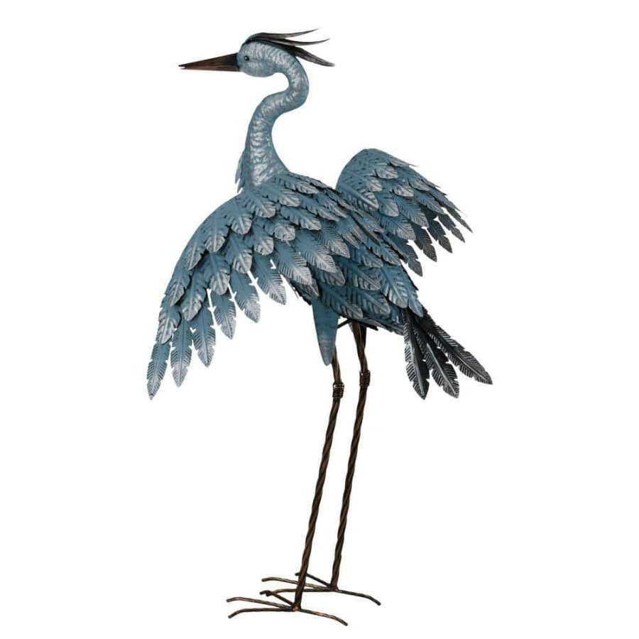 Garden Center * | Regal Art & Gift 27 In. Metallic Blue Heron Wings Out