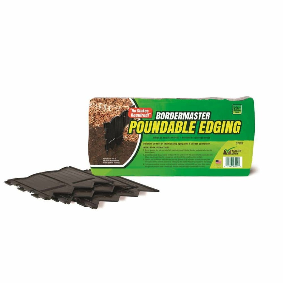 Garden Center * | Master Mark Border Master 20 Ft. Recycled Plastic Poundable Landscape Lawn Edging With Connectors Black