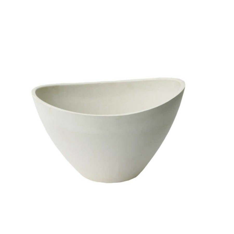 Garden Center * | Algreen Valencia 16 In. X 12 In X 10 In. Oblong Bowl Wave Whitestone Plastic Planter