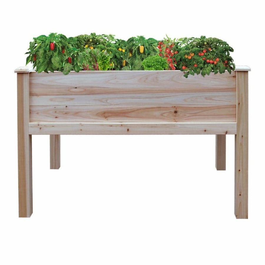 Garden Center * | Leisure Season Large 48 In. X 30 In. Rectangular Unfinished Wood Raised Garden Bed