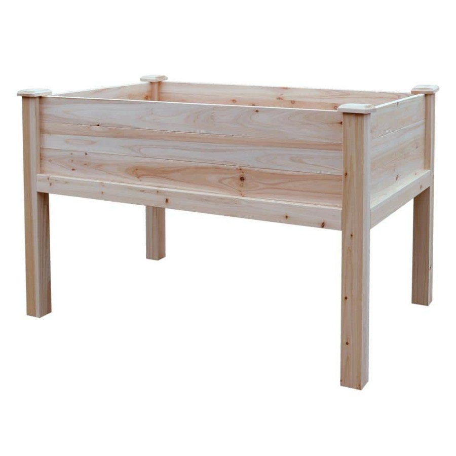 Garden Center * | Leisure Season Large 48 In. X 30 In. Rectangular Unfinished Wood Raised Garden Bed