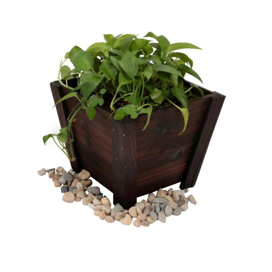 Garden Center * | Leisure Season Tapered 16 In. W X 16 In. D X 13 In. H Wooden Brown Planters (3-Pack)