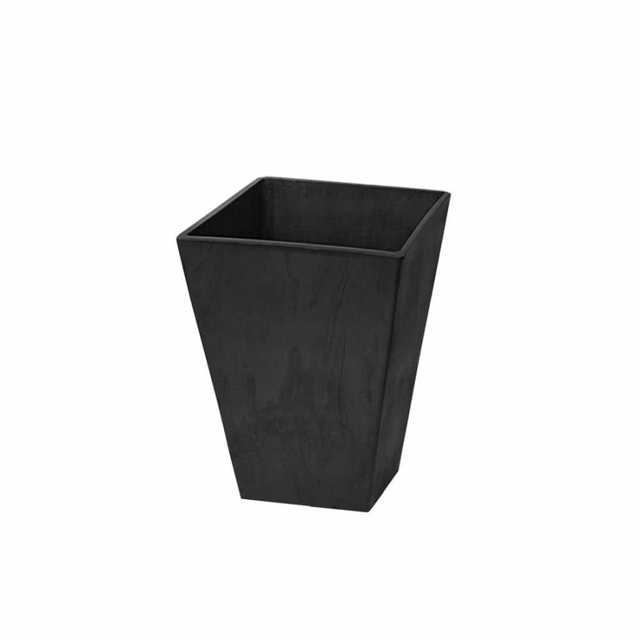 Garden Center * | Algreen Valencia Square With Self-Watering Tray 10 In. X 13 In. H Black Marble Polystone Planter