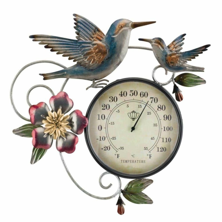 Garden Center * | Regal Art & Gift Thermometer Metallic Wall Decor Hummingbird