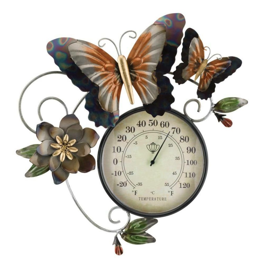 Garden Center * | Regal Art & Gift Thermometer Metallic Wall Decor Butterfly