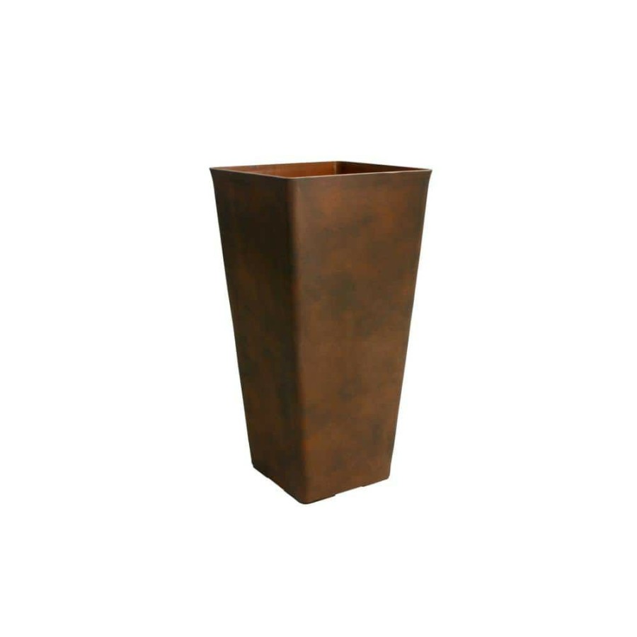 Garden Center * | Algreen Acerra 13 In. X 25 In. H Rust Square Taper Planter