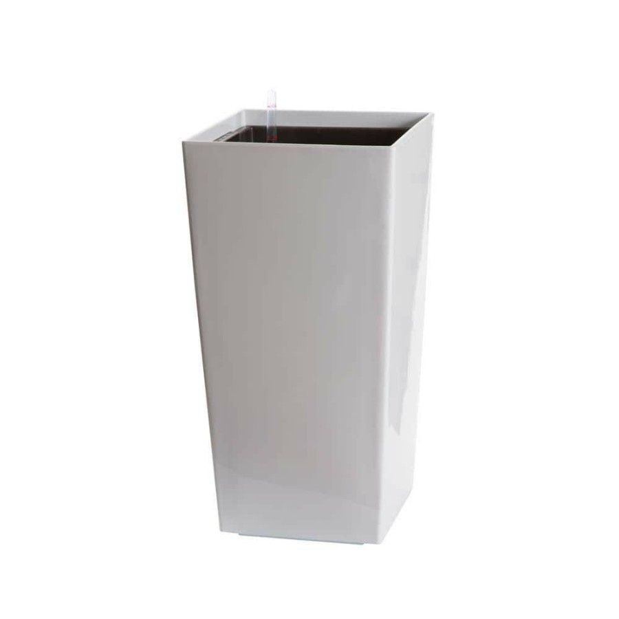 Garden Center * | Algreen Modena 30 In. Square Gloss White Plastic Self Watering Planter