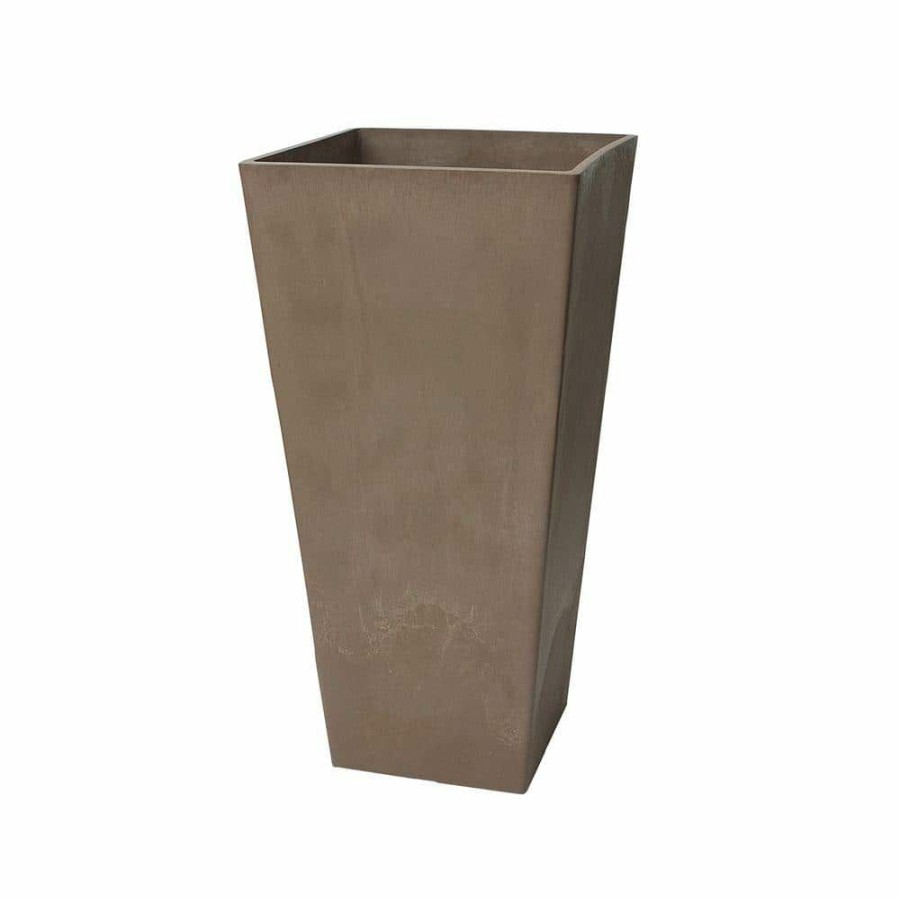 Garden Center * | Algreen Valencia 16 In. Square Taupe Polystone Planter