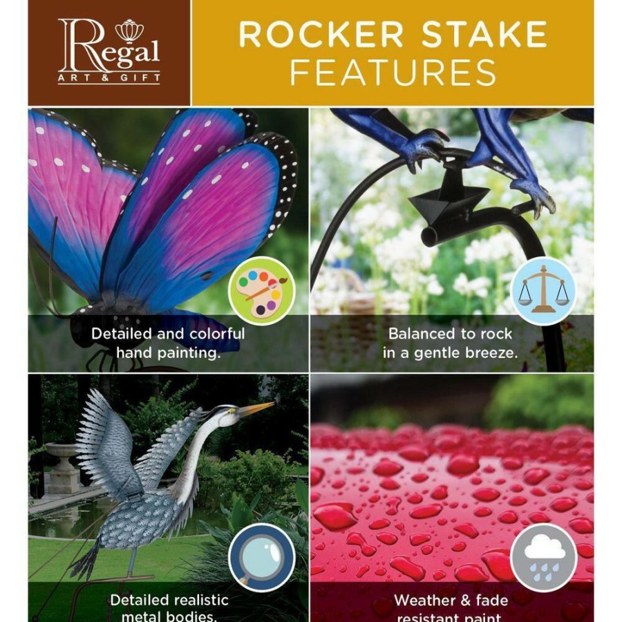 Garden Center * | Regal Art & Gift Monarch Rocker Butterfly Stake