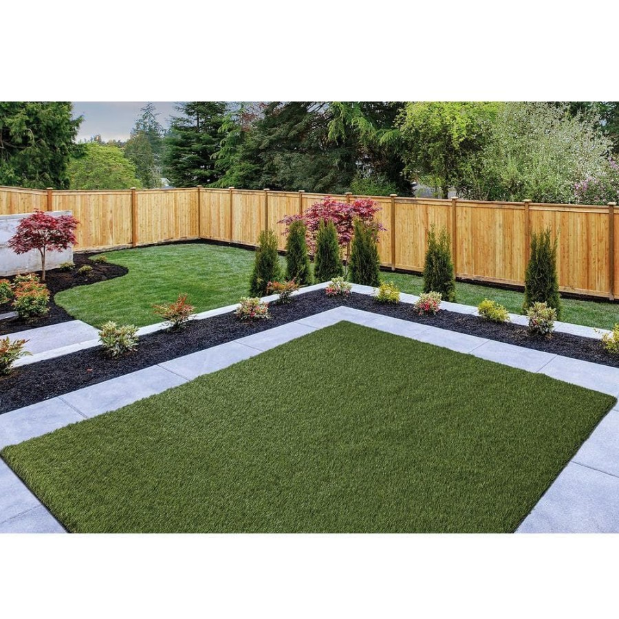 Garden Center * | Trafficmaster Soft Fescue 6 Ft. X 8 Ft. Green Artificial Grass Rug