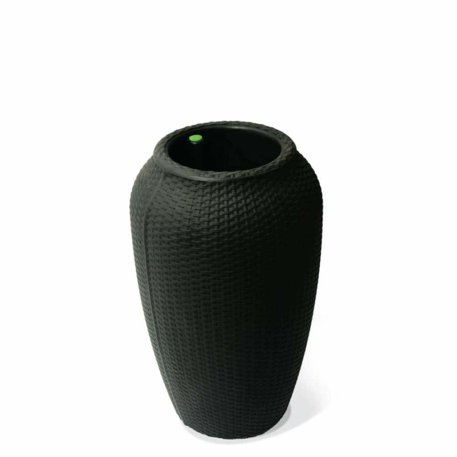 Garden Center * | Algreen 24 In. H X 15.5 In. Black 100% Recycled Wicker Polyethylene Self-Watering Planter