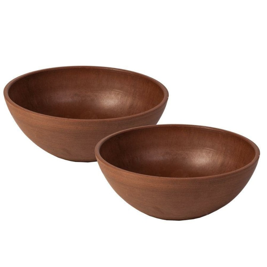 Garden Center * | Algreen Valencia 12 In. Round Textured Terra Cotta Polystone Bowl Planter (2-Pack)