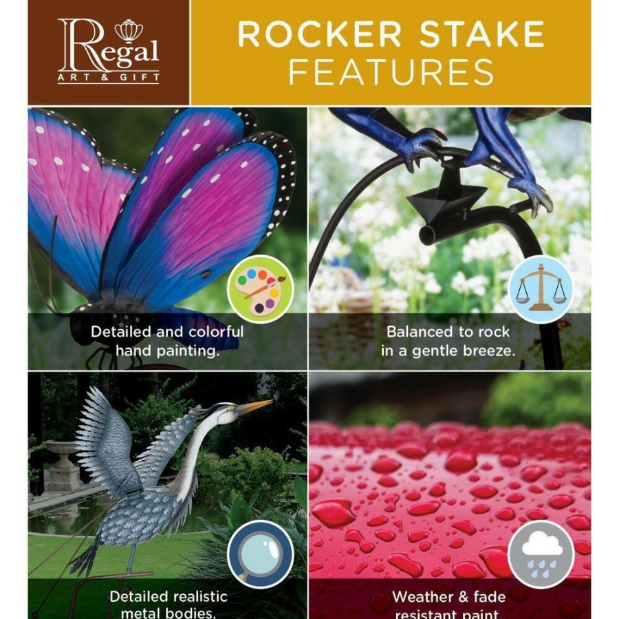 Garden Center * | Regal Art & Gift Blue Bird Rocker Bird Stake