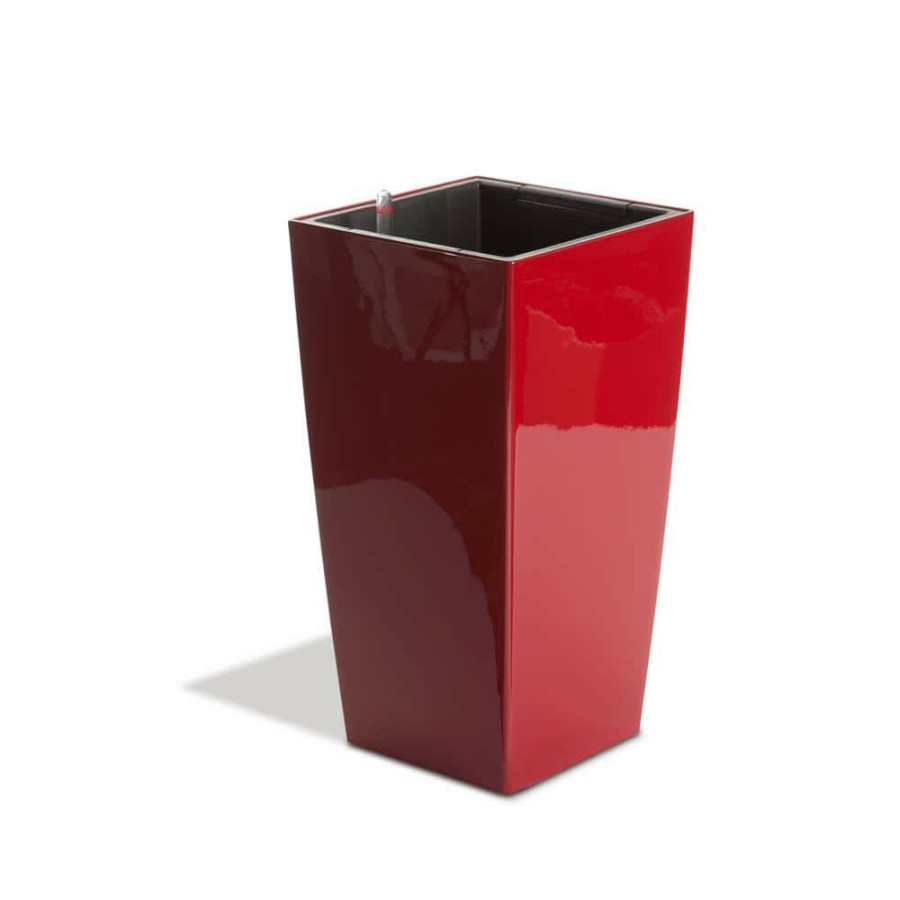 Garden Center * | Algreen Modena 30 In. Glossy Red Taper Square Planter Self-Watering