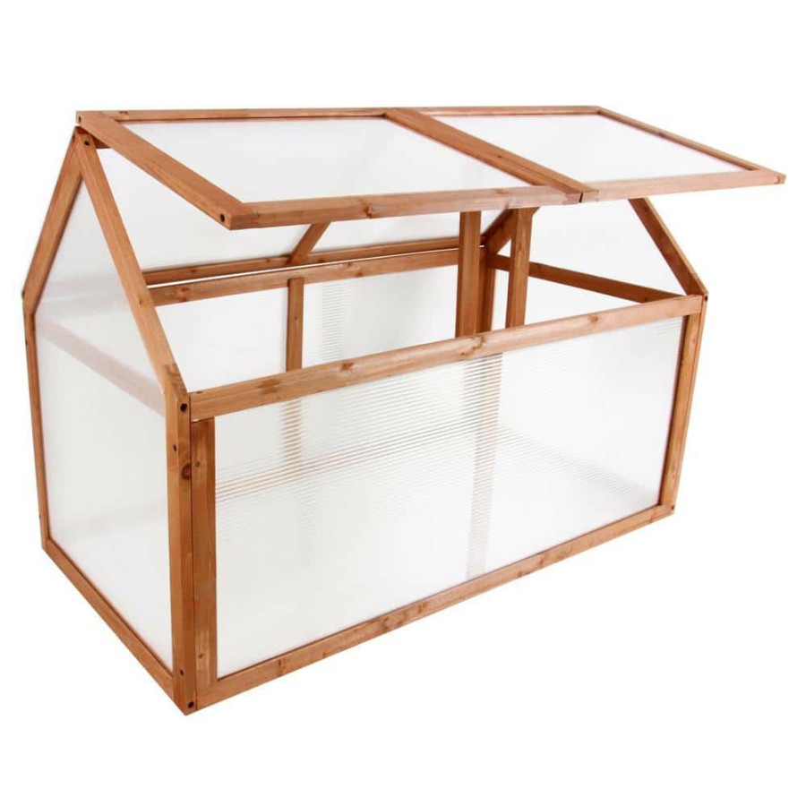 Garden Center * | Leisure Season 39 In. X 22 In. X 28 In. Cedar Outdoor Portable Cold Frame Mini Greenhouse