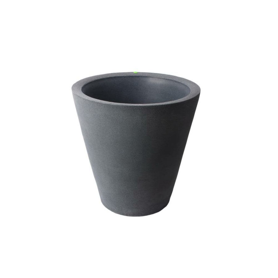 Garden Center * | Algreen 26 In. H X 26 In. W Charcoalstone Coarse Ribbed Texture Olympus Polyethylene Plastic Self-Watering Planter