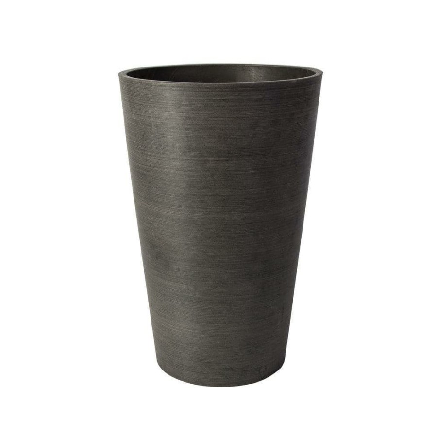 Garden Center * | Algreen Valencia 16 In. Round Textured Charcoal Polystone Planter