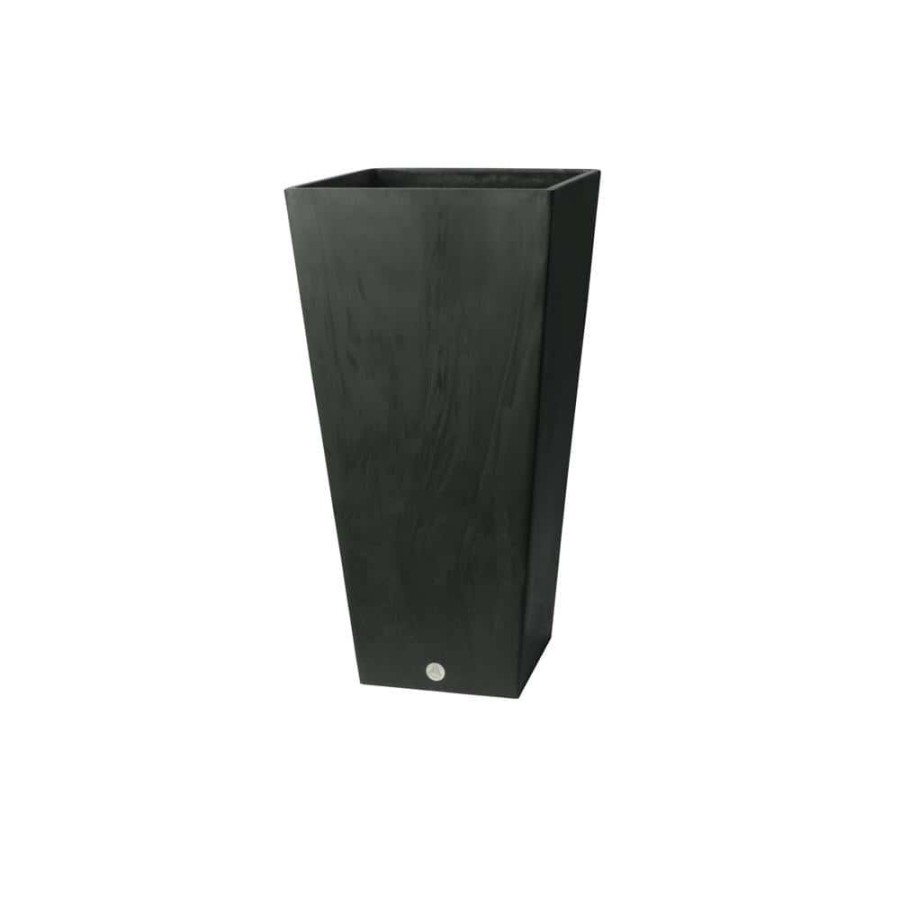 Garden Center * | Algreen Valencia Square 16 In. X 32 In. H Black Marble Polystone Planter