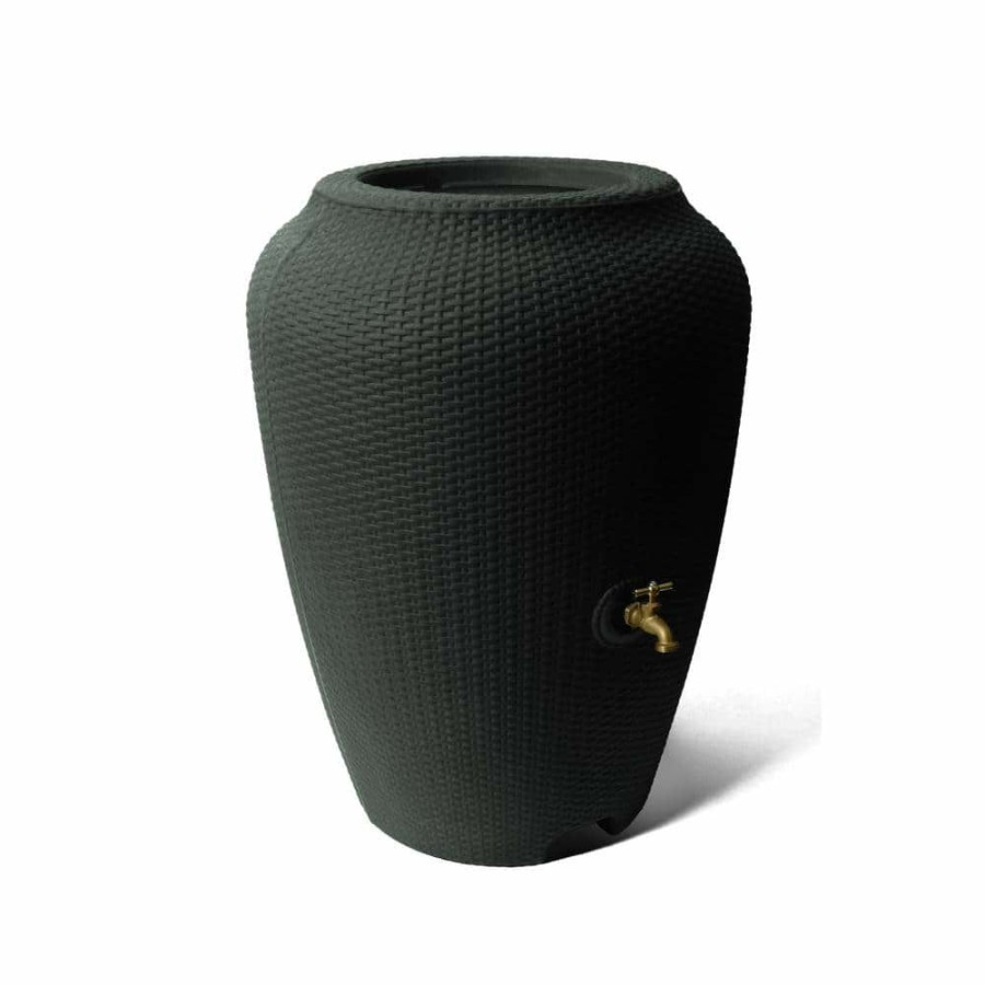 Garden Center * | Algreen Wicker 50 Gal. Black Rain Barrel