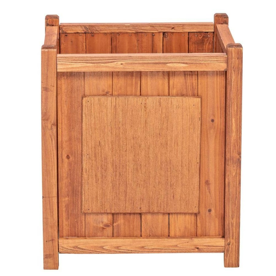 Garden Center * | Leisure Season Preston 16 In. W X 16 In. D X 18 In. H Square Wooden Brown Planter