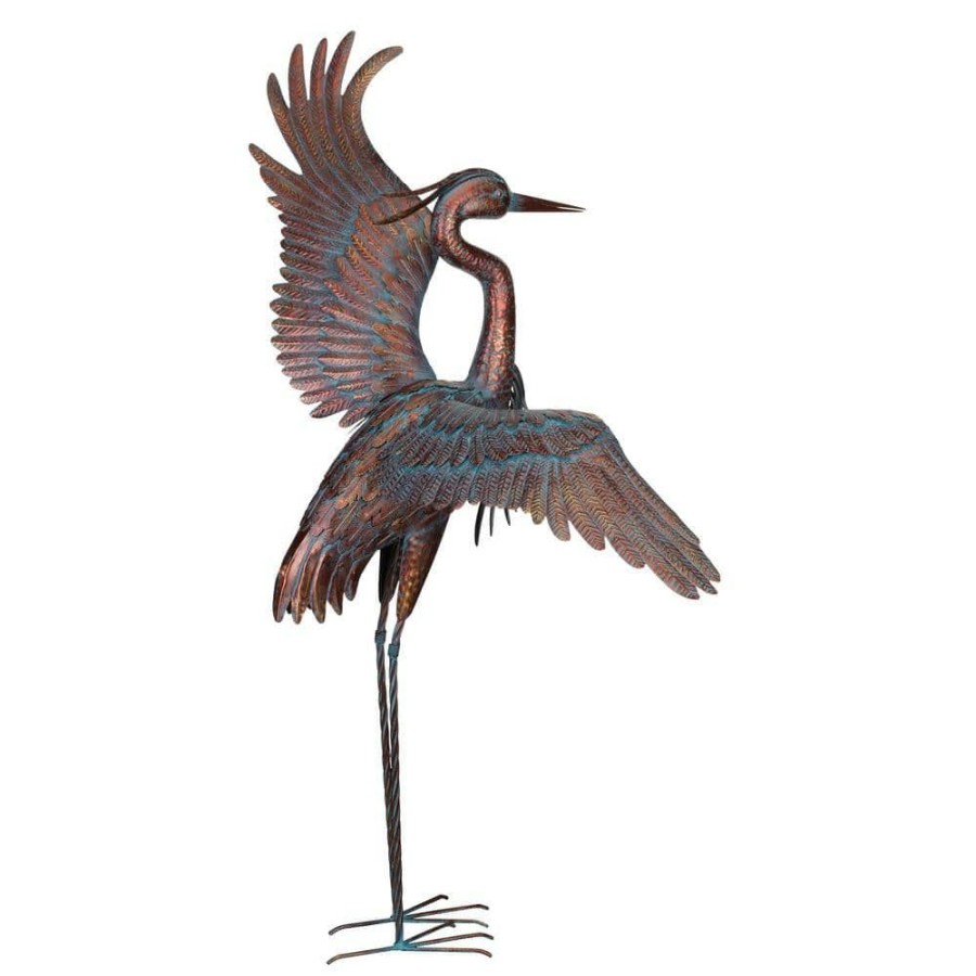 Garden Center * | Regal Art & Gift 48 In. Copper Patina Heron Dancing