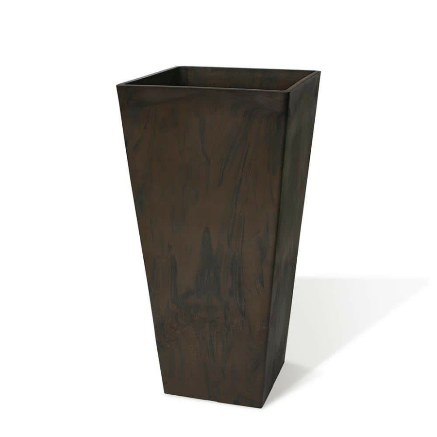 Garden Center * | Algreen Valencia 14 In. Square Brown Marble Polystone Planter