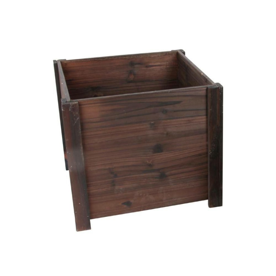 Garden Center * | Leisure Season Medium 12 In. W X 12 In. D X 10 In. H Square Wooden Brown Planter (3-Pack)