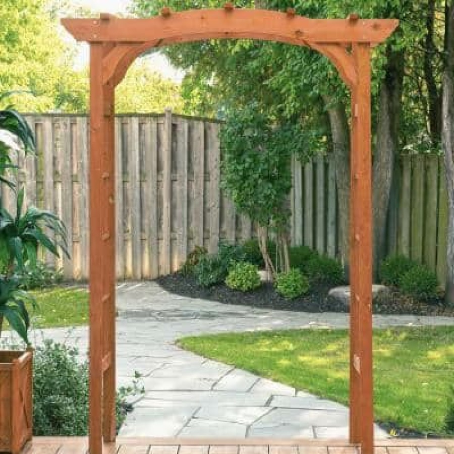 Garden Center * | Leisure Season 60 In. W X 24 In. D X 80 In. H Wooden Brown Arbor