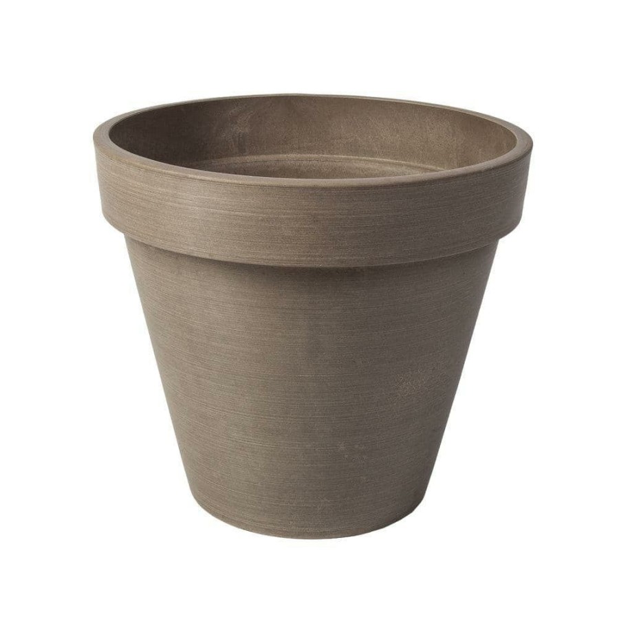 Garden Center * | Algreen Valencia 14 In. Round Textured Taupe Polystone Band Planter