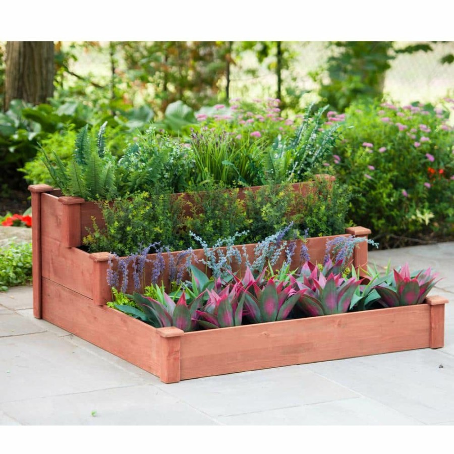 Garden Center * | Leisure Season 48 In. X 21 In. Medium Brown Solid Wood 3-Tier Raised Garden Bed