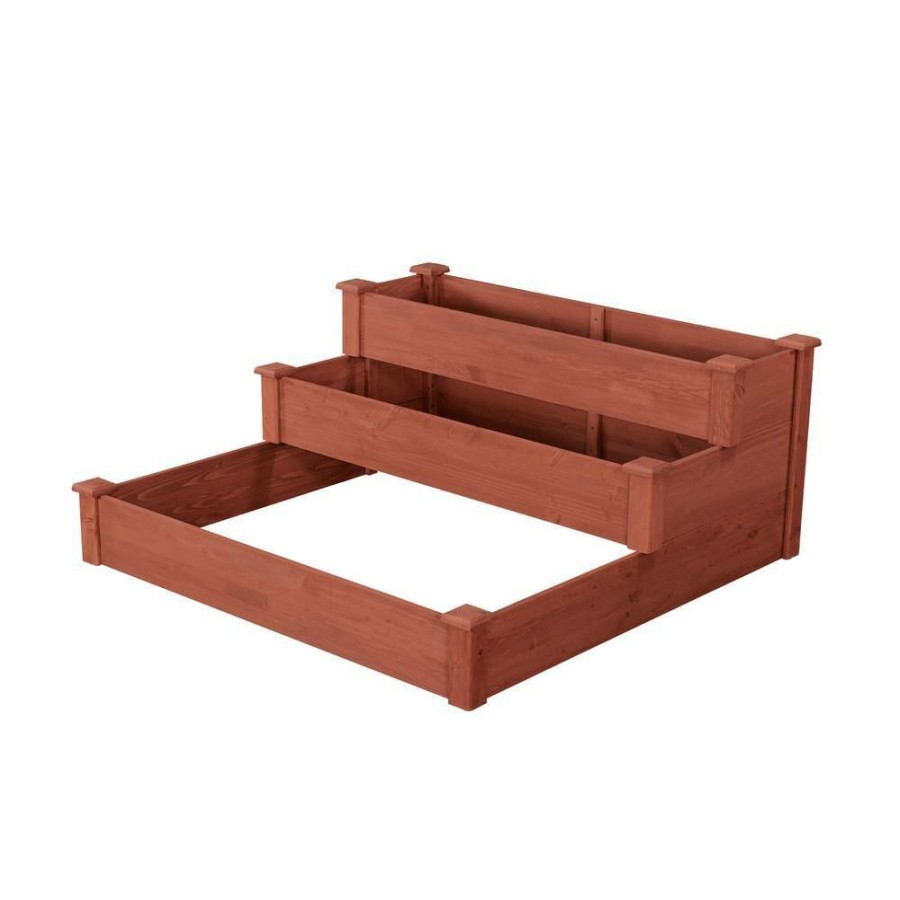 Garden Center * | Leisure Season 48 In. X 21 In. Medium Brown Solid Wood 3-Tier Raised Garden Bed