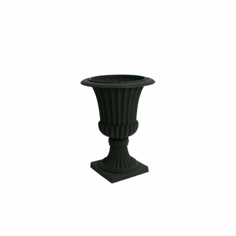 Garden Center * | Algreen 16.25 In. D X 21.25 In. H Black Stucco Plastic Rustic Urn