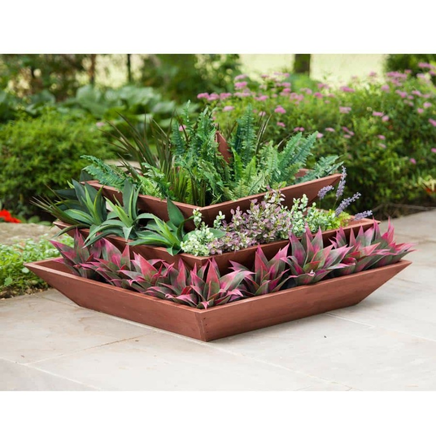 Garden Center * | Leisure Season Wooden 3-Tier Pyramid Planter